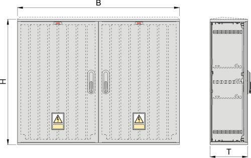 OS 53x2x60 Kasten GFK, glatt, Schrägdach, 2-türig, 2 Sperren, BxHxT=1058x640x245