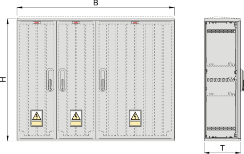 OS 26x2/53x60 Kasten GFK, glatt, Schrägdach, 3-türig, 3 Sperren, BxHxT=1058x640x245