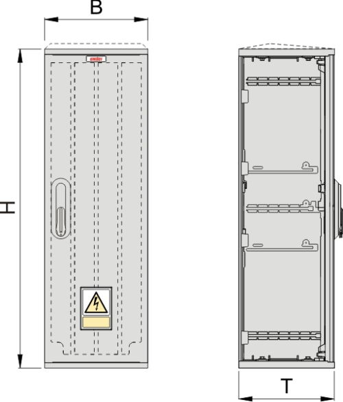 OSZi 26x80 Kasten GFK mit Isolierstützer, gerippt, Schrägdach, 1-türig, 1 Sperre, BxHxT=264x840x245