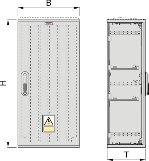 OSZi 40x80 Kasten GFK mit Isolierstützer, gerippt, Flachdach, 1-türig, 1 Sperre, BxHxT=396x820x245