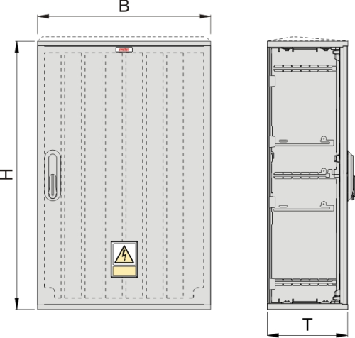 OSZi 53x80 Kasten GFK mit Isolierstützer, gerippt, Schrägdach, 1-türig, 1 Sperre, BxHxT=528x840x245