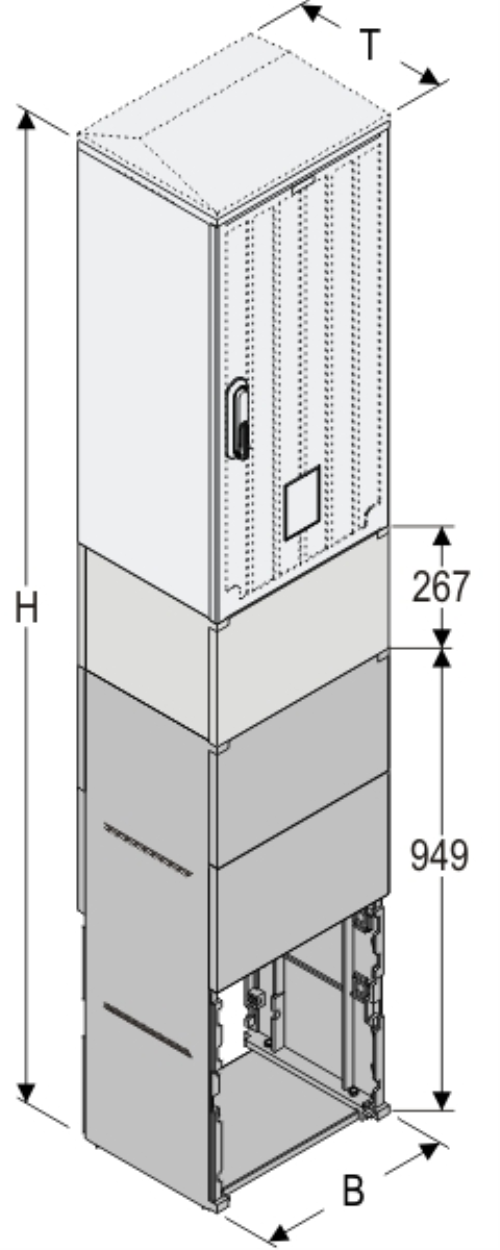 KS+KK+KF 40 x 60 Kasten GFK + Sockel + Kurzsockel, glatt, Flachdach, 1-türig, 1 Sperre, BxHxT=396x1787x320