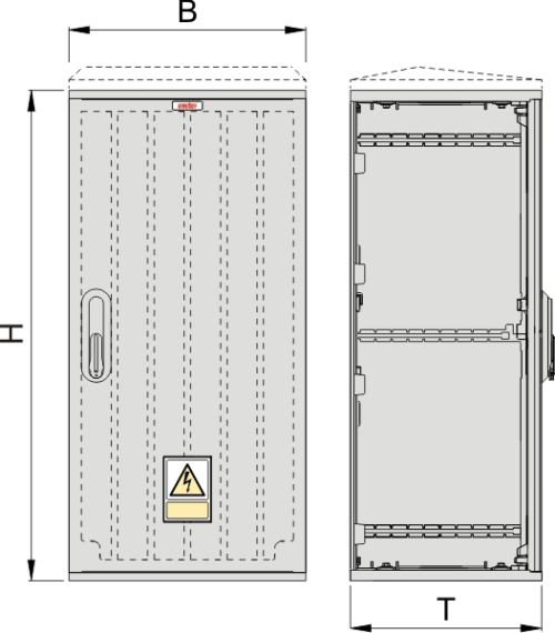KSi 40 x 80 Kasten GFK + Isolierstützer, glatt, Schrägdach, 1-türig, 1 Sperre, BxHxT=396x864x320
