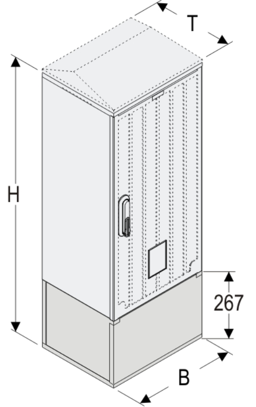 KSi+KK 40 x 80 Kasten GFK + Kurzsockel + Isolierstützer, glatt, Flachdach, 1-türig, 1 Sperre, BxHxT=396x1064x320