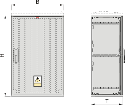 KSi 53 x 80 Kasten GFK + Isolierstützer, glatt, Flachdach, 1-türig, 1 Sperre, BxHxT=528x820x320