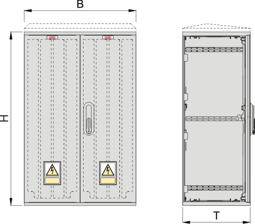 KSi 53 x 80 - 2 Kasten GFK + Isolierstützer, glatt, Schrägdach, 2-türig, 1 Sperre, BxHxT=528x864x320