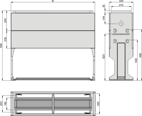 DIN 00 Sockel FD 00, BxHxT=460x930x320