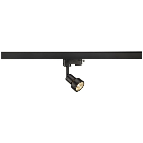 PURI 3Phasen-Stromschienenstrahler GU10 | Gehäuse: schwarz | Drehbereich: 350° | Schwenkbereich: 85° | D: 54mm | H:178mm |