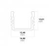 PL2 / Klasse1 Aluprofil hoch für LED-Flex; Außenmaß BxH: 16,8x13,01mm; Innenmaß BxH: 12,4x13mm; (für LED Bänder mit max. 12mm Breite) in Stange zu 2m