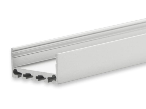 PN4 / Klasse10 Aluprofil für LED-Flex; Außenmaß BxH: 26,79x11,69mm; Innenmaß BxH: 24,08x7,59mm; (für LED Bänder mit max. 24mm Breite) in Stange zu 2m