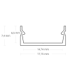 SL8 / Klasse4 Aluprofil flach weiß RAL9010 für LED-Flex; Außenmaß BxH: 17,15x7,40mm; Innenmaß BxH: 14,74x6,50mm; (für LED Bänder mit max. 12mm Breite) in Stange zu 2m
