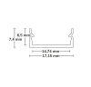 SL8 / Klasse4 Aluprofil flach schwarz RAL9005 für LED-Flex; Außenmaß BxH: 17,15x7,40mm; Innenmaß BxH: 14,74x6,50mm; (für LED Bänder mit max. 12mm Breite) in Stange zu 2m