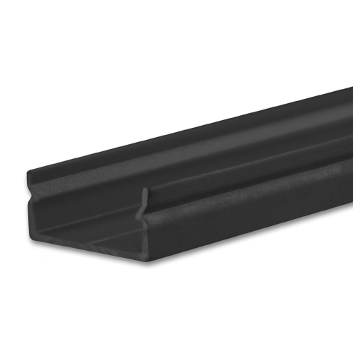 SL8 / Klasse4 Aluprofil flach schwarz RAL9005 für LED-Flex; Außenmaß BxH: 17,15x7,40mm; Innenmaß BxH: 14,74x6,50mm; (für LED Bänder mit max. 12mm Breite) in Stange zu 2m