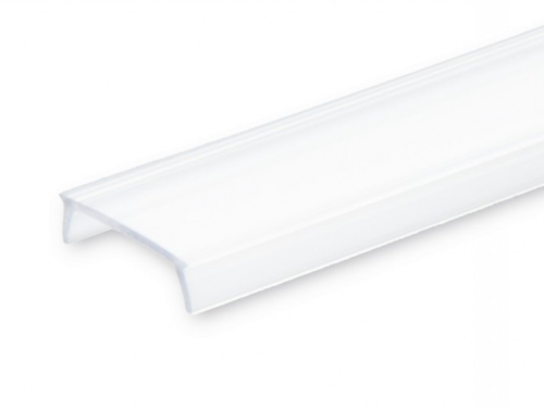 C1 / Abdeckung für Klasse1 Aluprofil; PC opal/satiniert; Lichtdurchlässigkeit: 65%; BxH: 13,81x4,37mm; in Stange zu 2m