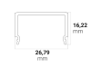 C11 / Abdeckung für Klasse10 Aluprofil; PC opal; Lichtdurchlässigkeit: 65%; BxH: 26,79x16,22mm; in Stange zu 2m