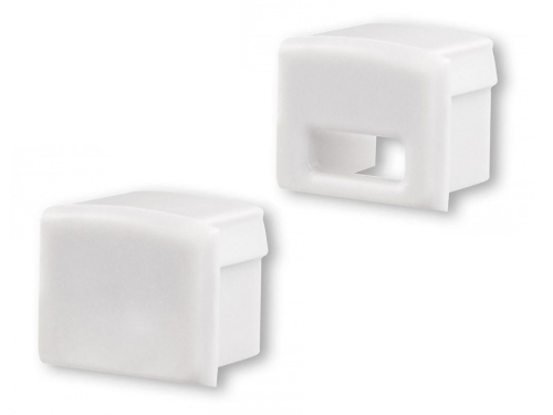 Endkappensatz für Aluprofil hoch; PVC weiß; bestehend aus 2 Stück (1 mit Loch / 1 ohne Loch)