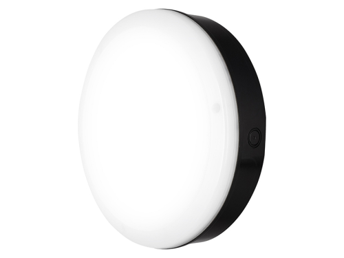 LED Surface Bulkhead 250 Sensor | Schwarz | 10W | 800 lumen | 3000K warmweiß | IP65 | DM: 250mm | H: 70mm | IK10 |