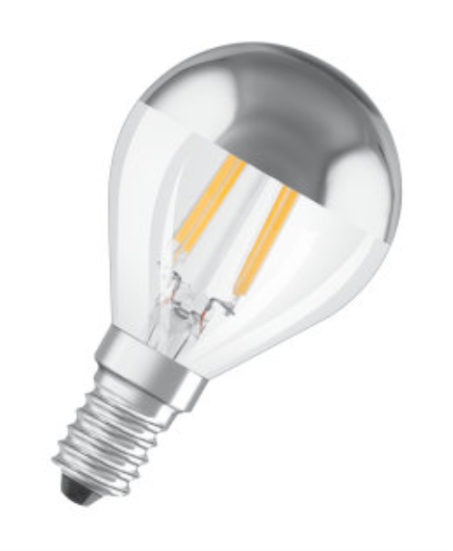 LED Lampe, Parathom Classic P 34 Mirror, Kopf verspiegelt chrom, 230V, E14, 4W (34W), warmweiß 2700K, 380lm, dmxH= 45x78mm, 15000h