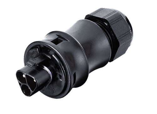 GESIS IP+ Stecker  2pol. mit Schraubk. Flachkabel schwarz
