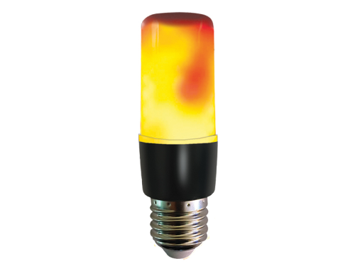 LED Fire Lamp schwarz matt, E27, bewegte Flamme, 230V, 64 LEDs, 1830K, mit Schwerkraftsensor, IP44