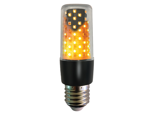 LED Fire Lamp schwarz klar, E27, bewegte Flamme, 230V, 64 LEDs, 1830K, mit Schwerkraftsensor, IP44