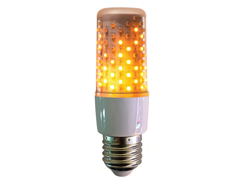 LED Fire Lamp weiß klar, E27, bewegte Flamme, 230V, 64 LEDs, 1830K, mit Schwerkraftsensor, IP44
