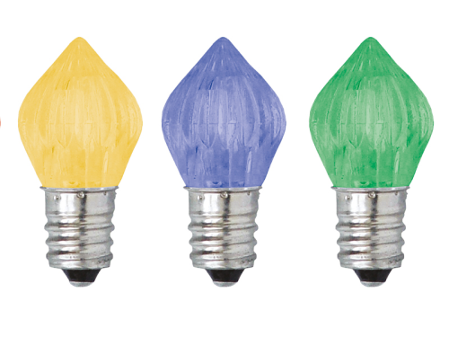 LED Lampe E14, 230V, 0.5W, 3xLED gelb, spitzprismatisch