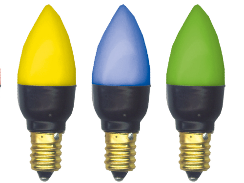 LED Lampe E14, 230V, 0.6W, LED grün, Kerzenlampe