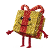 LED 3D-Figur "Fröhliches Geschenkspaket M" | Gold mit roter Schleife | HxBxT: 230x220x110cm | 230V/24V | 44W | warmweiß | inkl. Netzteil | IP44