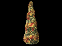 Christbaum, grün-rot-gold, 2600x1000x1000