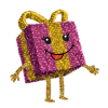 LED 3D-Figur "Fröhliches Geschenkspaket W" | Pink mit goldener Schleife | HxBxT: 230x220x110cm | 230V/24V | 44W | warmweiß | inkl. Netzteil | IP44