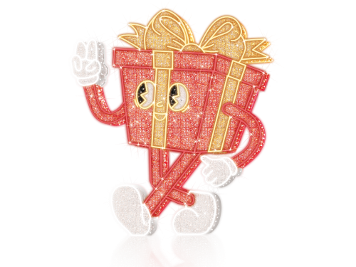 LED 3D-Figur "Winkendes Geschenkspaket" | warmweiß/rot/eisweiß | HxBxT: 300x270x45cm | 230V/24V | 300W inkl. Netzteil | IP44