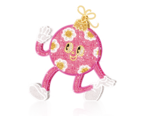 LED 3D-Figur "Winkende Christbaumkugel" | warmweiß/rosa/eisweiß | HxBxT: 300x280x45cm | 230V/24V | 273W inkl. Netzteil | IP44