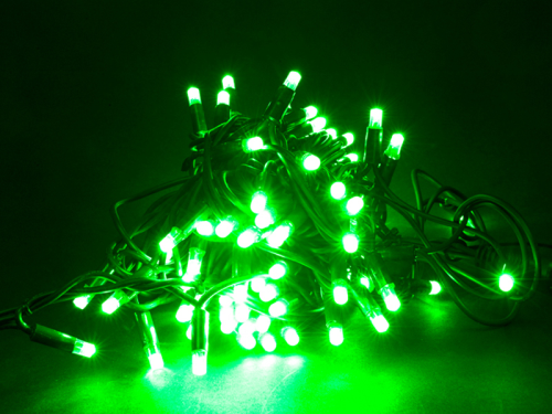 ABVERKAUF: Lichterkette, Outdoor - leuchtet kräftig in stimmungsvollem Grün - 6m, Kabel dunkelgrün