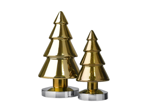 Batterie LED Dekoleuchte Winterlight Tannenbaum chrom-gold groß | H: 34cm | Batterie: 3xAA exkl. | 4,5V |