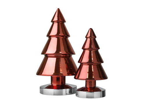 Batterie LED Dekoleuchte Winterlight Tannenbaum chrom-rot klein | H: 26cm | Batterie: 3xAA exkl. | 4,5V |