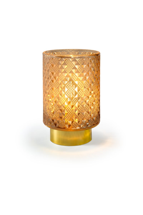 Batteriebetriebenes Ambiente Glaslicht | Kupfer | H:15,5cm | d:10cm | 1 LED | warmweiß | IP20 | Batterie: 2xAA exkl. |