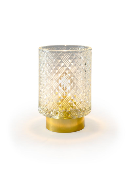 Batteriebetriebenes Ambiente Glaslicht | Klar | H:15,5cm | d:10cm | 1 LED | warmweiß | IP20 | Batterie: 2xAA exkl. |