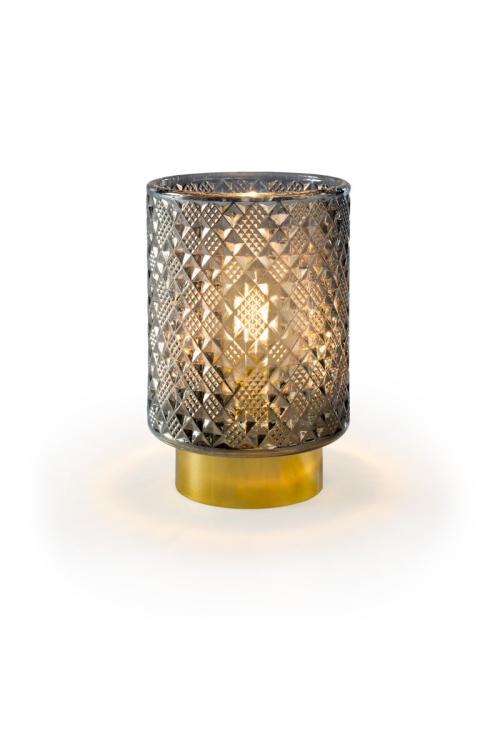 Batteriebetriebenes Ambiente Glaslicht | Smoky | H:15,5cm | d:10cm | 1 LED | warmweiß | IP20 | Batterie: 2xAA exkl. |