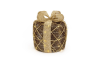 Batteriebetriebenes Rattan-Geschenkspaket | braun/gold | HxB: 30x25cm | warmweiß | IP20 | inkl. Timer: 6h on/18h off | Batterie: 3xAA exkl. |