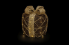 Batteriebetriebenes Rattan-Geschenkspaket | braun/gold | HxB: 30x25cm | warmweiß | IP20 | inkl. Timer: 6h on/18h off | Batterie: 3xAA exkl. |