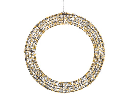 LED Hängemotiv Lichterkranz M | d: 60cm | T: 7cm | 230V/30V/6W | 720 LEDs | warmweiß | Netzstecker mit 5m Zuleitung | Timer: 8h an, 16h aus | IP44 |