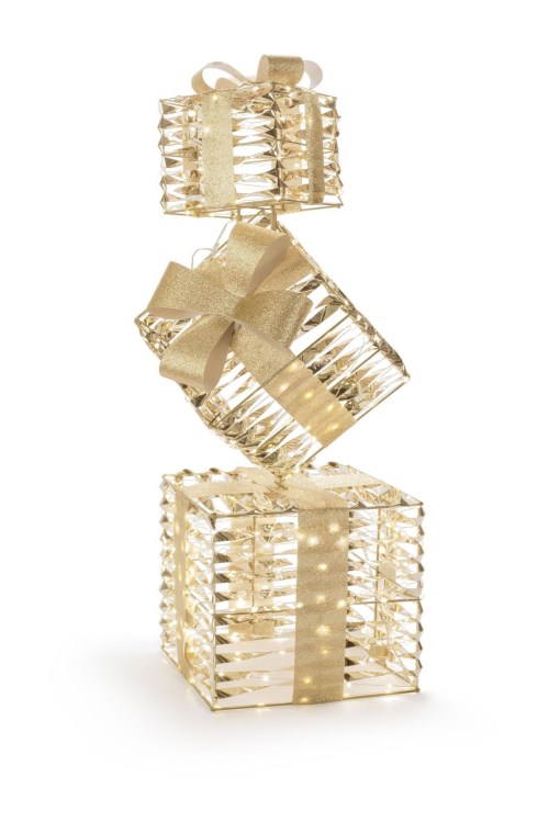 Glamour-Giftbox 3 | gold | HxBxT: 76x25x25cm | warmweiß | 350 LEDs | 4,5V/6W | inkl. Steckernetzteil | IP44 |