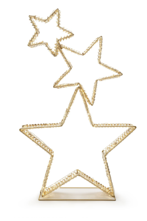 Glamour-Star 3 | gold | HxBxT: 82x51x10cm | warmweiß | 350 LEDs | 4,5V/6W | inkl. Steckernetzteil | IP44 |