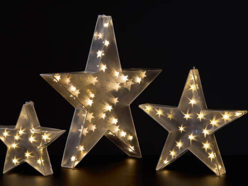 Weihnachtsstern, mit faszinierendem 3D-Effekt, groß - durch eine Spezialfolie erscheinen die LED-Lichtquellen dreidimensional