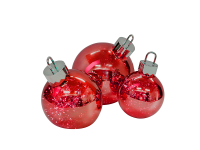 Ornament Christbaumkugel chrom/rot groß - mit faszinierendem Lichteffekt - Batteriebetrieben D: 30cm