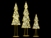 2D-Standmotive "Luzy" Gold | Tannenbäume 3er Set | 192 LEDs - davon 38 blinkend | 11W | 24V | Abmaße: 230x55cm, 180x50cm und 130x43cm | warmweiß | inkl.Netzteil & Standfüße | IP44
