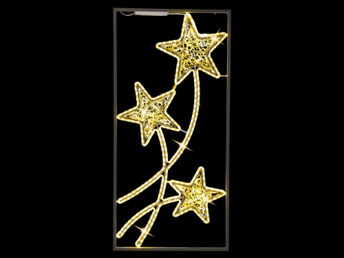 2D-Mastfigur Sternschnuppen "Camopi" Silber | LED warmweiß | BxH:75x155cm | 324 LEDs, davon 11 blinkend | 24V | 17W | inkl. Netzteil | IP44